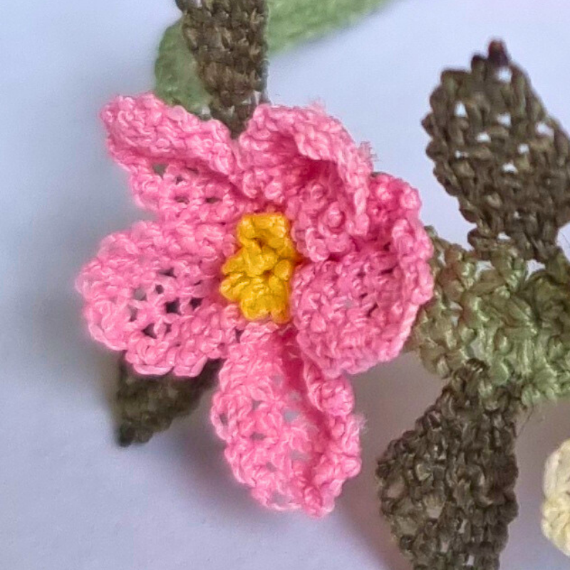Handmade Needle Lace Floral Bracelet – Pink & Purple & Beige